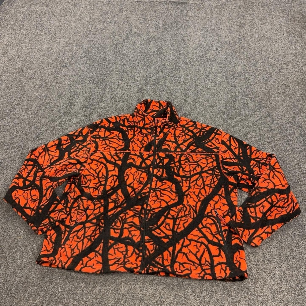 Cabela's Jacket Mens 2XL Orange Blaze Camo Fleece Full Zip Outdoor Gear Hunting